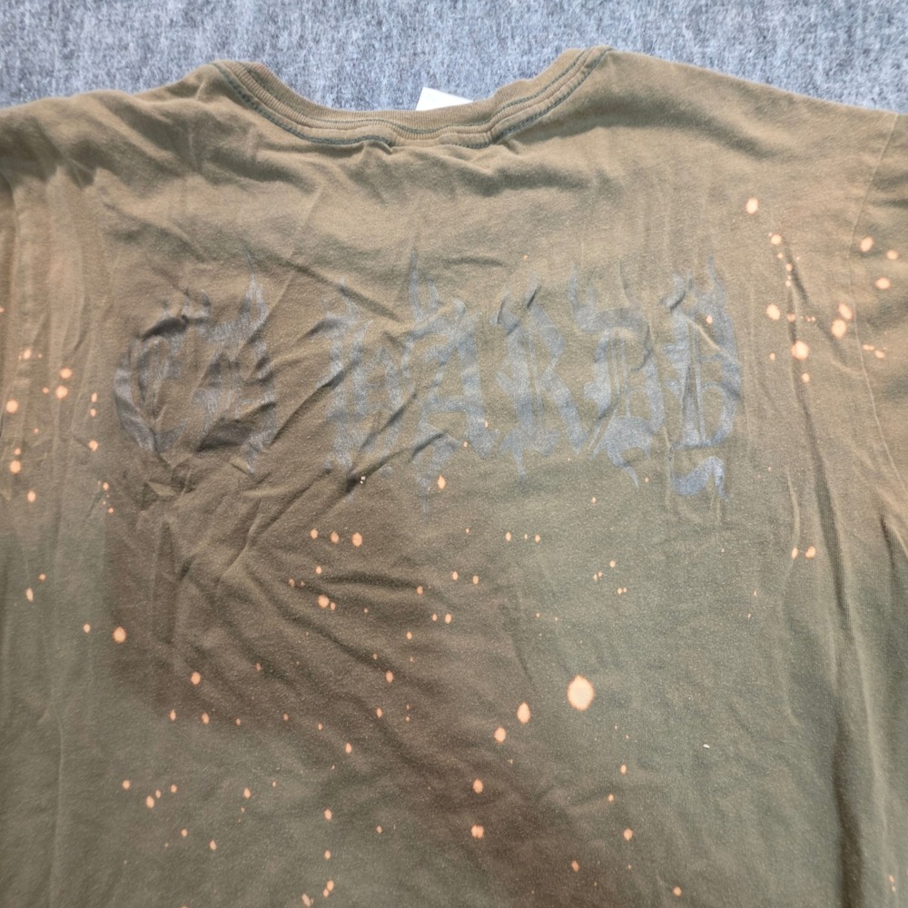Ed Hardy Love Kills Slowly Rhinestone Bleach Splatter T-Shirt Olive Green M - Picture 9 of 13